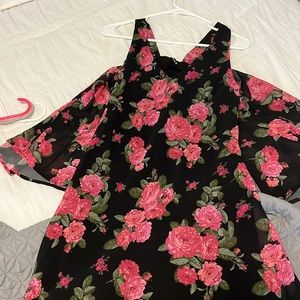 Cute floral cold shoulder dress